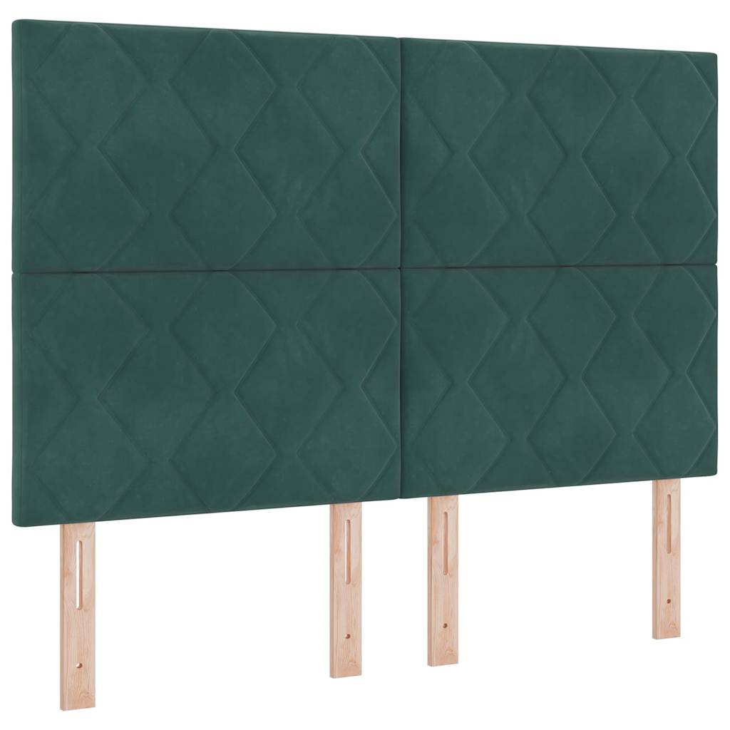 Postelja z vzmetnico Temno zelena 160 x 200 cm Žamet