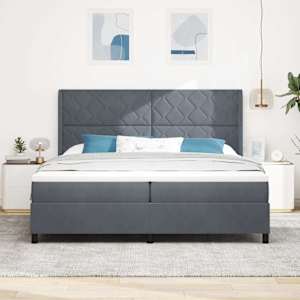Postel s boxspringem s LED pásky Tmavě šedá 200 x 200 cm samet - obrázek 4