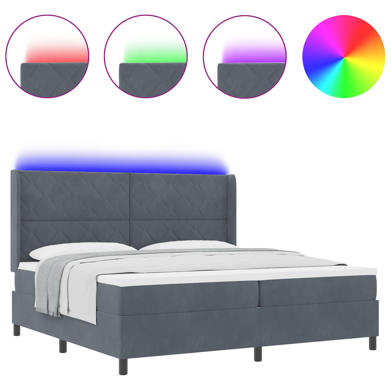 Karbi vedrumadrats peaga Tumehall 200 x 200 cm Samet 49 Kõik vajalik sinu aeda ja koju! Karbi vedrumadrats peaga Tumehall 200 x 200 cm Samet - Image 3