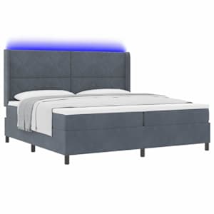 Postel s boxspringem s LED pásky Tmavě šedá 200 x 200 cm samet - obrázek 3
