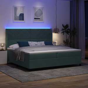 Postel s boxspringem s čelo Tmavě zelená 200 x 200 cm samet - obrázek 5