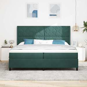 Postel s boxspringem s čelo Tmavě zelená 200 x 200 cm samet - obrázek 4