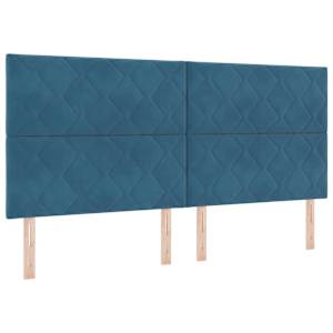 Postel s boxspringem s LED pásky Modrá 200 x 200 cm samet - obrázek 7