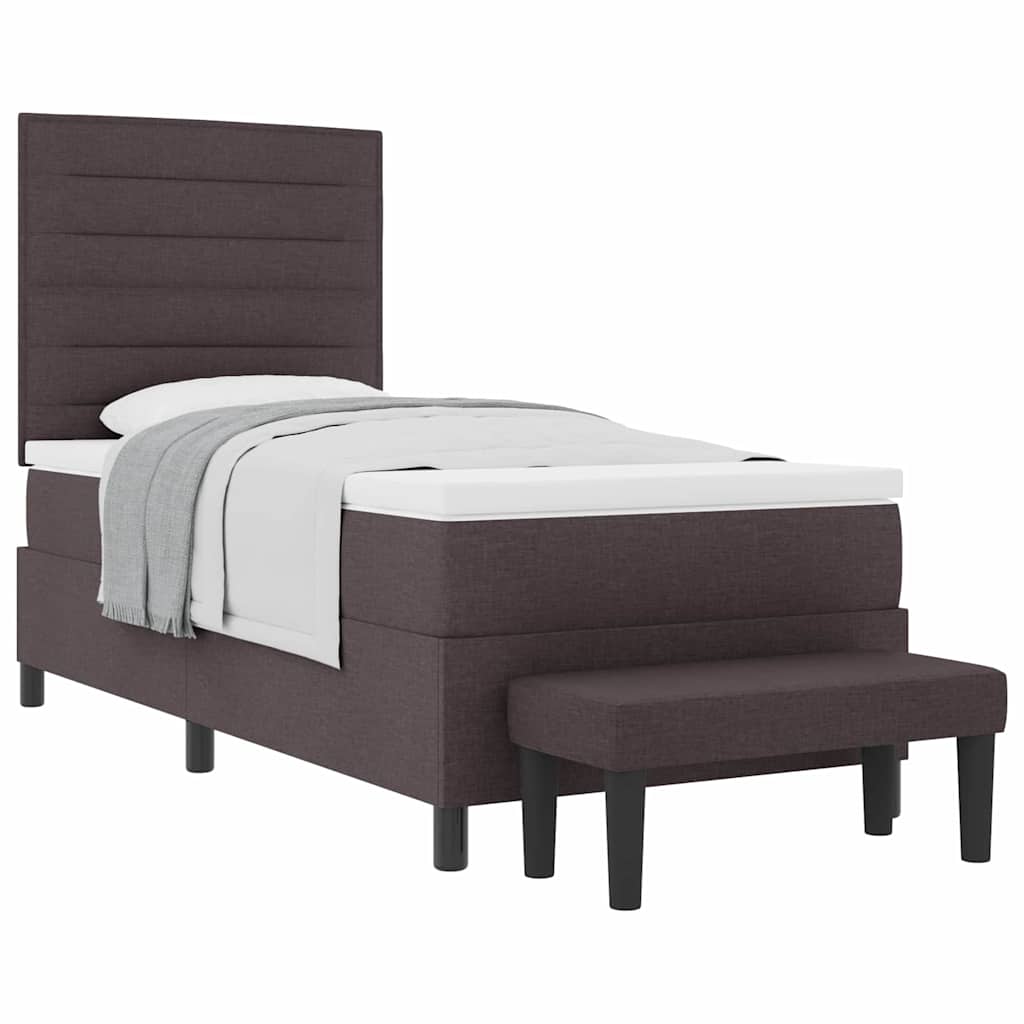 Thumbnail - vidaXL Boxspringbett mit Matratze & Bank Dunkelbraun 80x200 cm Stoff