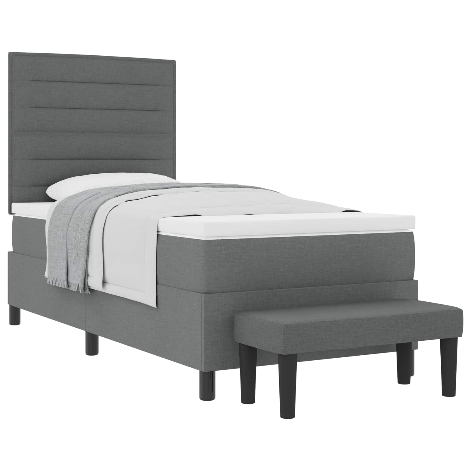 vidaXL Boxspringbett mit Kissen Dunkelgrau 90 x 190 cm Stoff