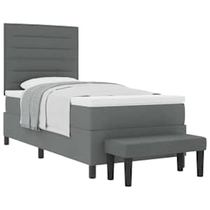 Postel s boxspringem s polštářem Tmavě šedá 90 x 190 cm textil - obrázek 1