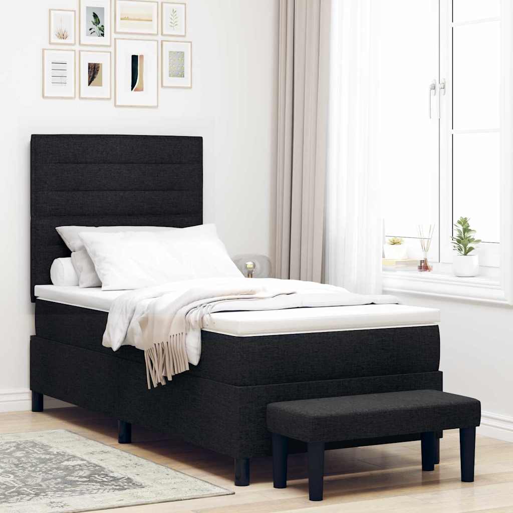 vidaXL Boxspringbett mit Matratze Schwarz 90 x 200 cm Stoff