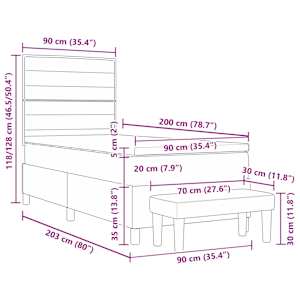 Postel s boxspringem s čelo Krémová 90 x 200 cm textil - obrázek 13