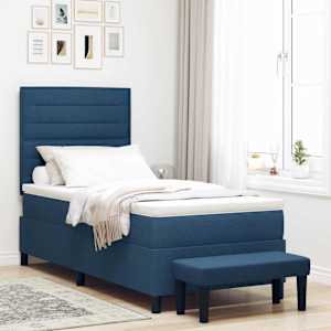 Postel s boxspringem s čelo Modrá 90 x 200 cm textil - obrázek 1