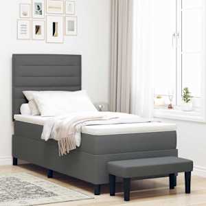 Postel s boxspringem s čelo Tmavě šedá 100 x 200 cm textil - obrázek 1