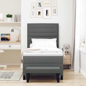 Postel s boxspringem s čelo Tmavě šedá 100 x 200 cm textil - obrázek 3