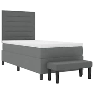 Postel s boxspringem s čelo Tmavě šedá 100 x 200 cm textil - obrázek 4