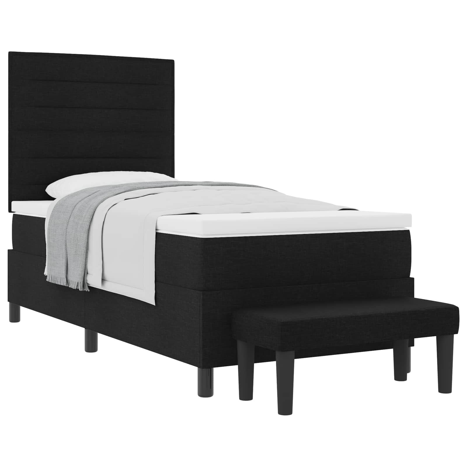 Postelja z vzmetnico z vzmetnico Črna 100 x 200 cm blago - slika 2