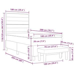 Postel s boxspringem s čelo Tmavě hnědá 100 x 200 cm textil - obrázek 13
