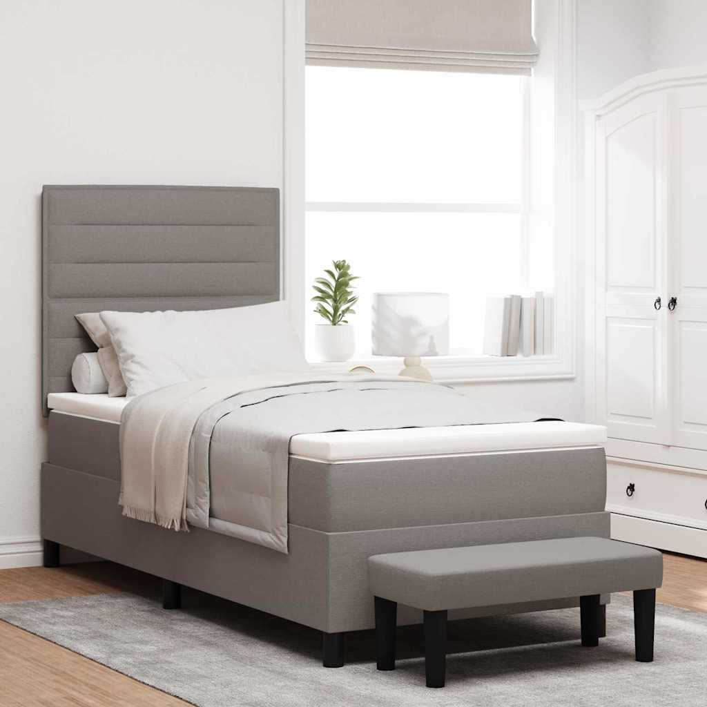 vidaXL Boxspringbett mit Matratze Taupe 100 x 200 cm Stoff