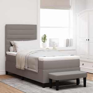 Postelja z vzmetnico z vzglavjem Taupe 100 x 200 cm blago