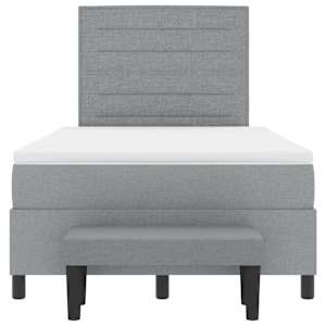 Postel s boxspringem s čelo Světle šedá 120 x 190 cm textil - obrázek 8