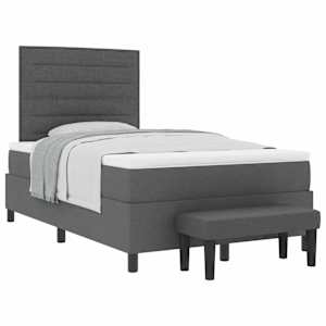 Postel s boxspringem s čelo Tmavě šedá 120 x 190 cm textil - obrázek 2