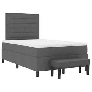 Postel s boxspringem s čelo Tmavě šedá 120 x 190 cm textil - obrázek 7