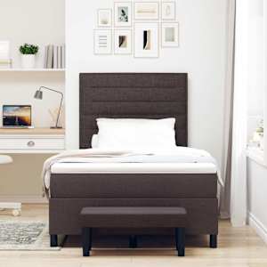 Postel s boxspringem s čelo Tmavě hnědá 120 x 190 cm textil - obrázek 3