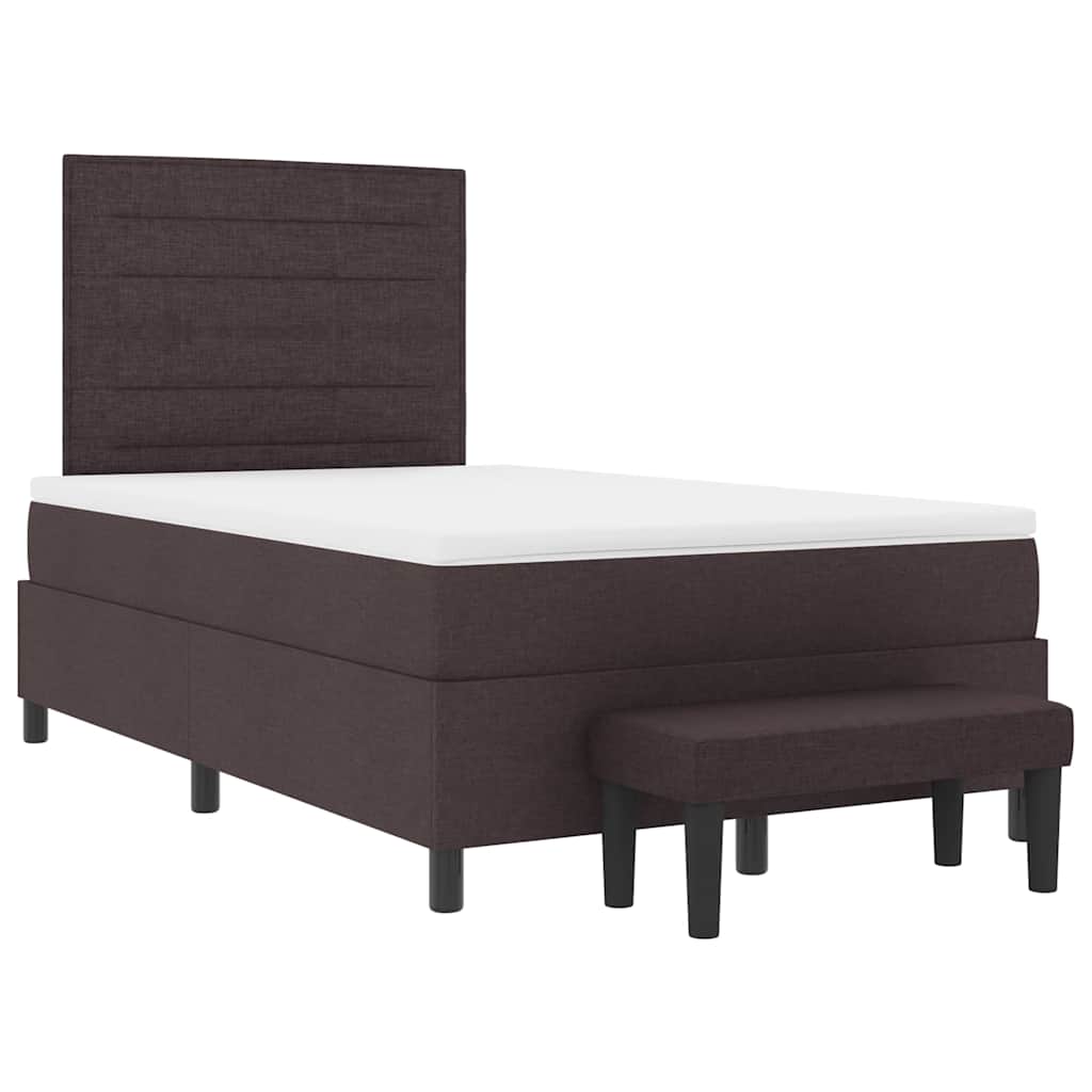 Postel s boxspringem s čelo Tmavě hnědá 120 x 190 cm textil - obrázek 7