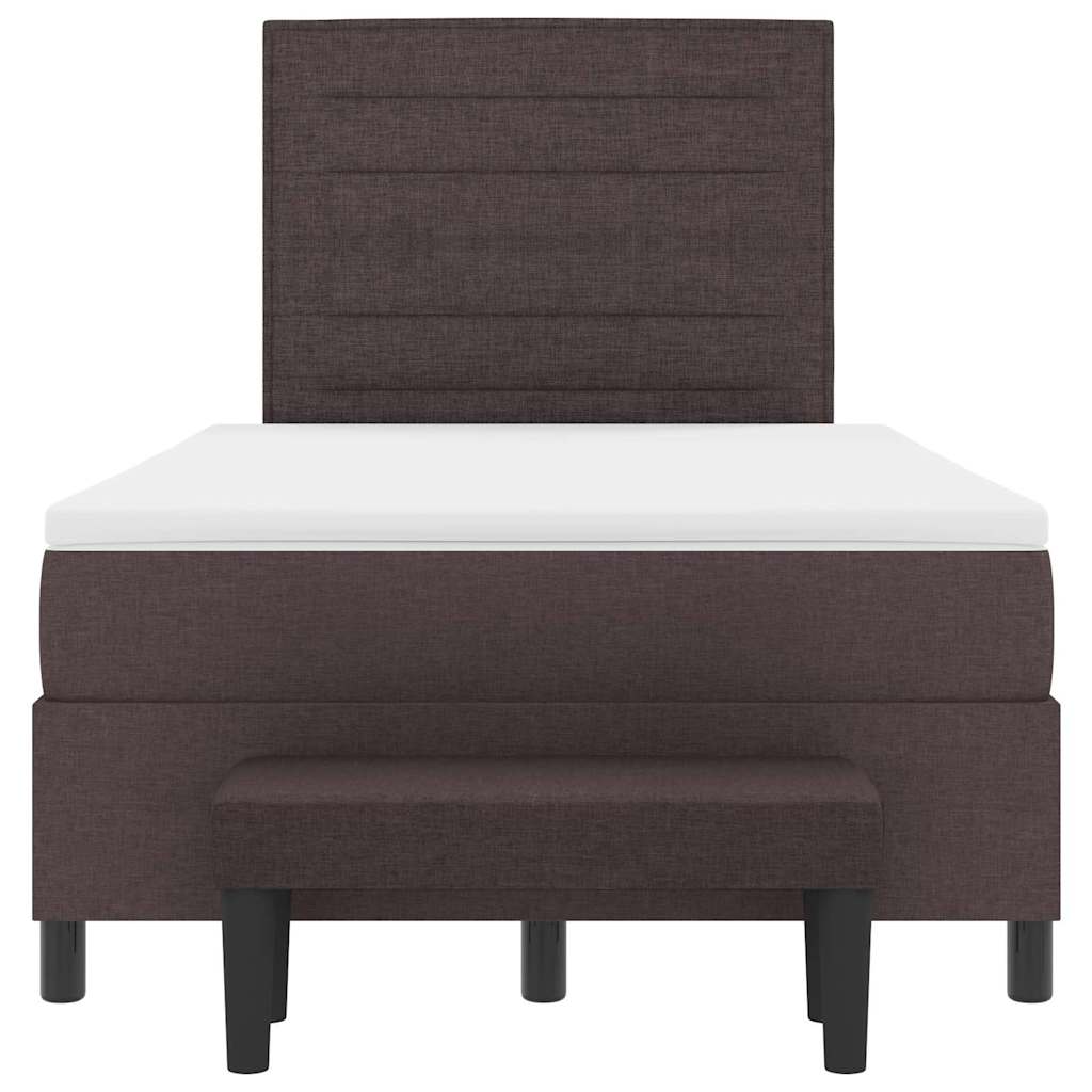 Postel s boxspringem s čelo Tmavě hnědá 120 x 190 cm textil - obrázek 8