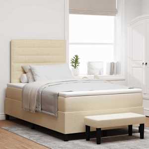 Postel s boxspringem s čelo Krémová 120 x 190 cm textil - obrázek 1