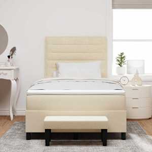 Postel s boxspringem s čelo Krémová 120 x 190 cm textil - obrázek 3