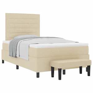 Postel s boxspringem s čelo Krémová 120 x 190 cm textil - obrázek 2