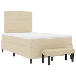 Postel s boxspringem s čelo Krémová 120 x 190 cm textil - obrázek 7