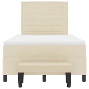 Postel s boxspringem s čelo Krémová 120 x 190 cm textil - obrázek 8