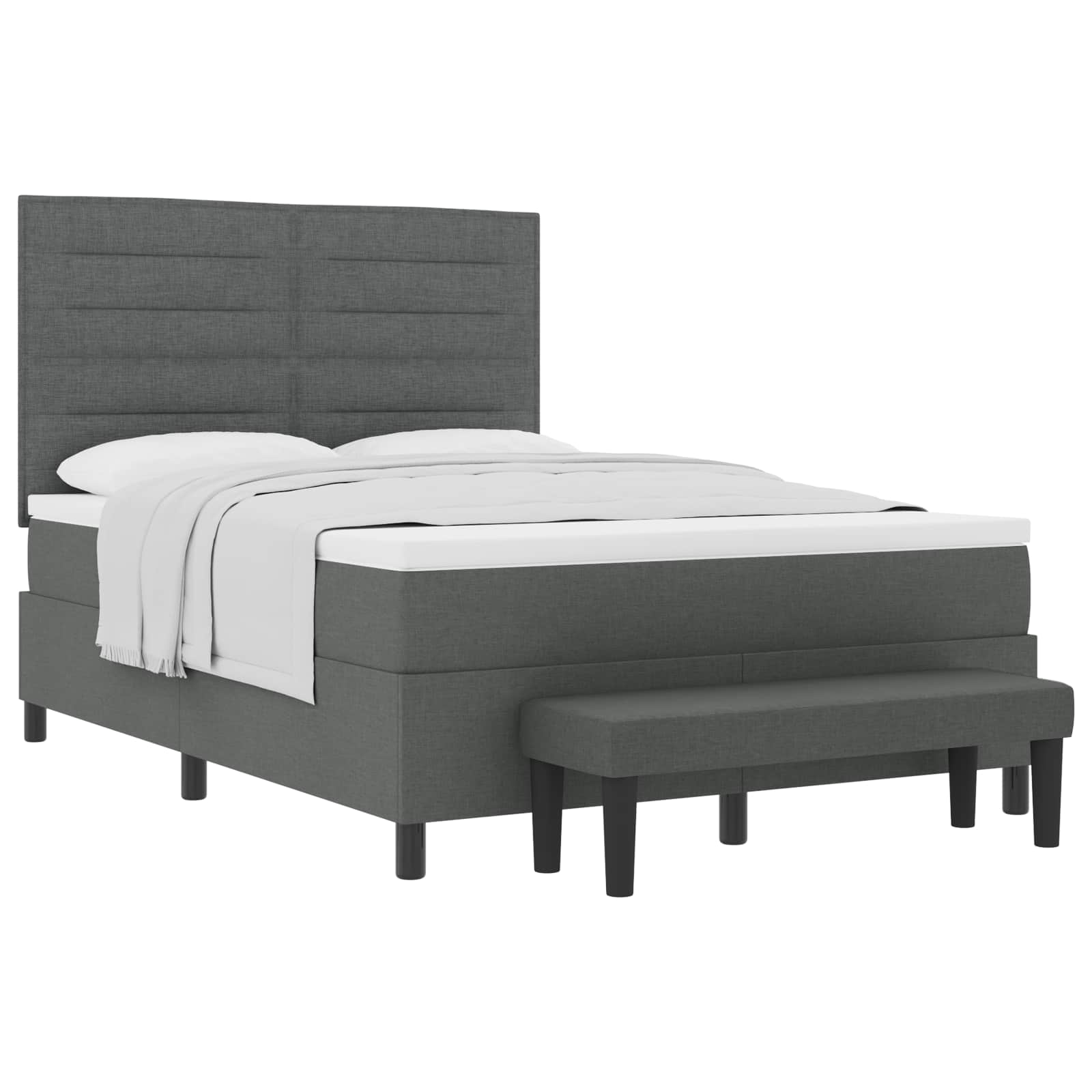vidaXL Boxspringbed met kussen Donkergrijs 140 x 190 cm Stof grijs, foto 3
