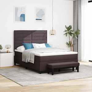 Postel s boxspringem s čelo Tmavě hnědá 140 x 190 cm textil - obrázek 1