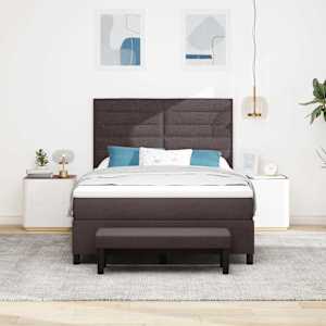Postel s boxspringem s čelo Tmavě hnědá 140 x 190 cm textil - obrázek 3