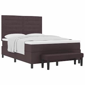 Postel s boxspringem s čelo Tmavě hnědá 140 x 190 cm textil - obrázek 2