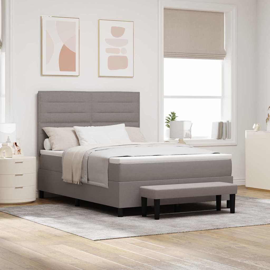 Postel s boxspringem s čelo Taupe 140 x 190 cm textil