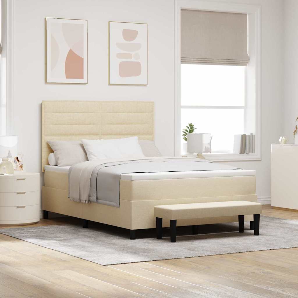 Thumbnail - vidaXL Boxspringbett mit Kopfteil Creme 140 x 190 cm Stoff