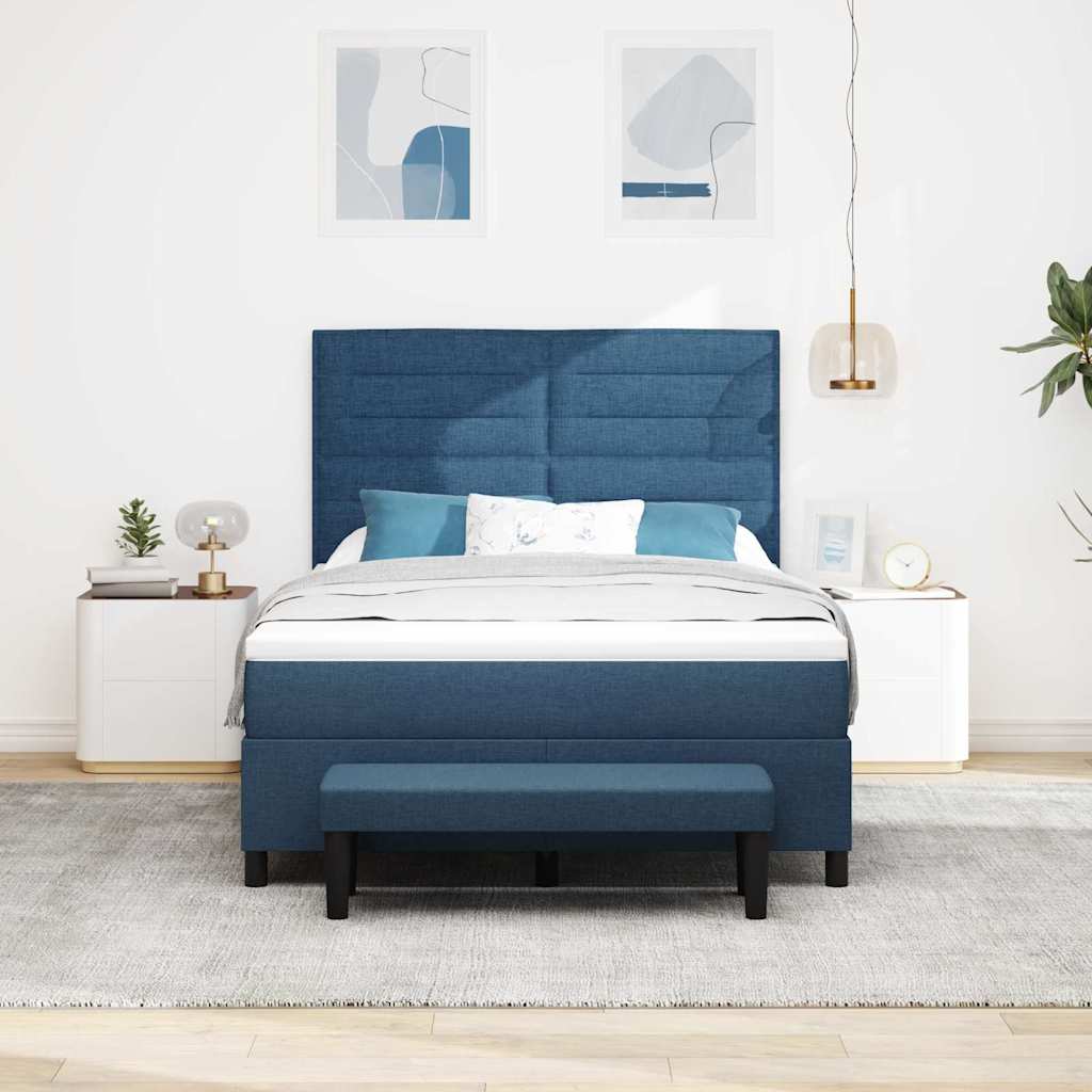 Thumbnail - vidaXL Boxspringbett mit Matratze mit Kopfteil Blau 140 x 190 cm Stoff