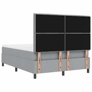Postel s boxspringem s čelo Světle šedá 140 x 200 cm textil - obrázek 10