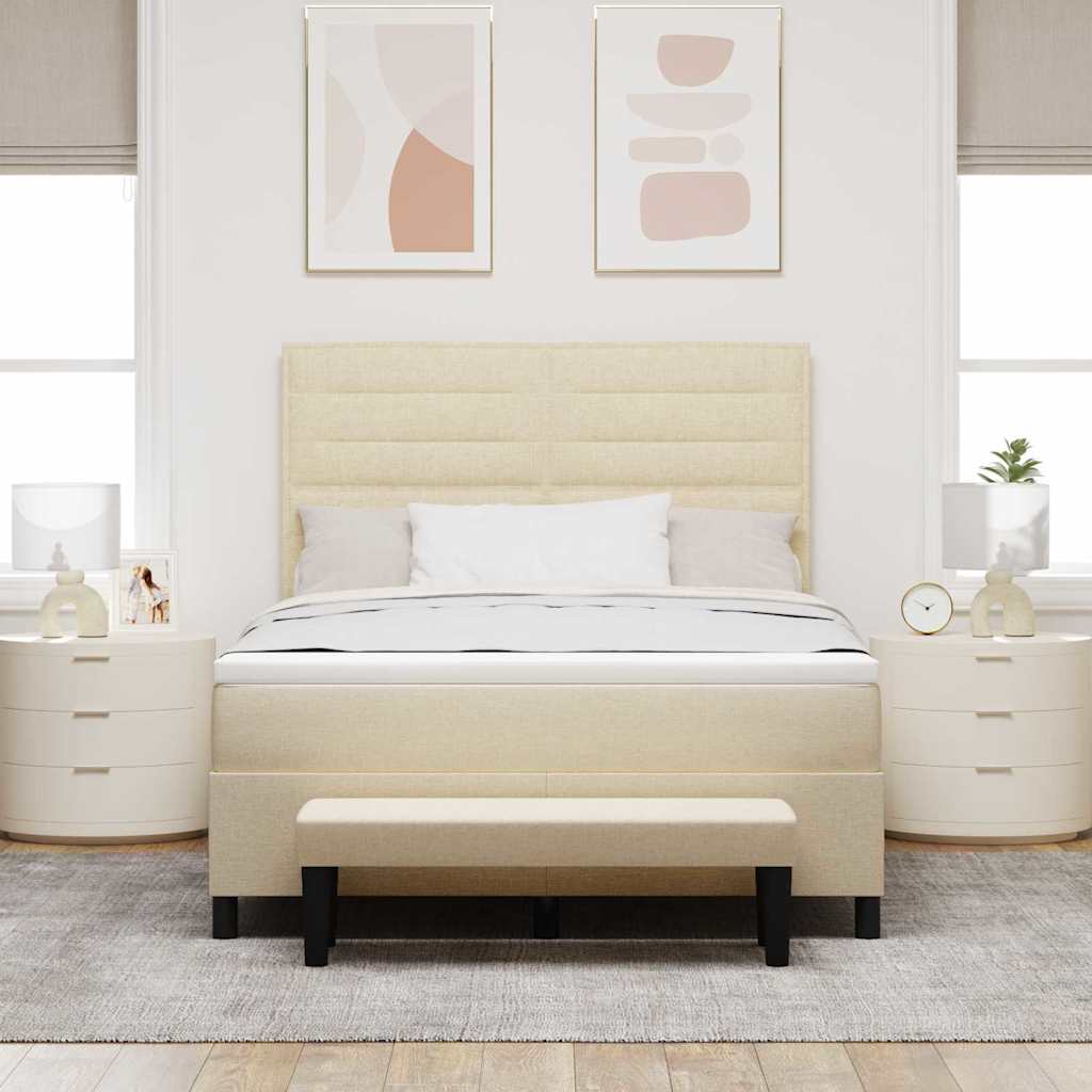 Postel s boxspringem s čelo Krémová 140 x 200 cm textil 3344000