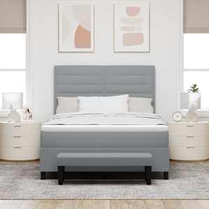 Postel s boxspringem s čelo Světle šedá 160 x 200 cm textil - obrázek 3