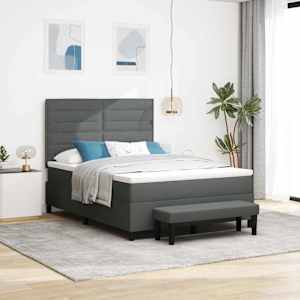 Postel s boxspringem s polštářem Tmavě šedá 160 x 200 cm textil - obrázek 1