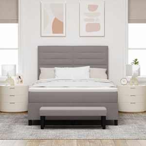Postel s boxspringem s čelo Taupe 160 x 200 cm textil - obrázek 3