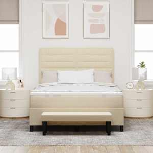 Postel s boxspringem s čelo Krémová 160 x 200 cm textil - obrázek 3