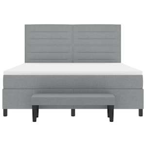 Postel s boxspringem s čelo Světle šedá 180 x 200 cm textil - obrázek 8