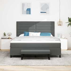 Postel s boxspringem s čelo Tmavě šedá 180 x 200 cm textil - obrázek 3