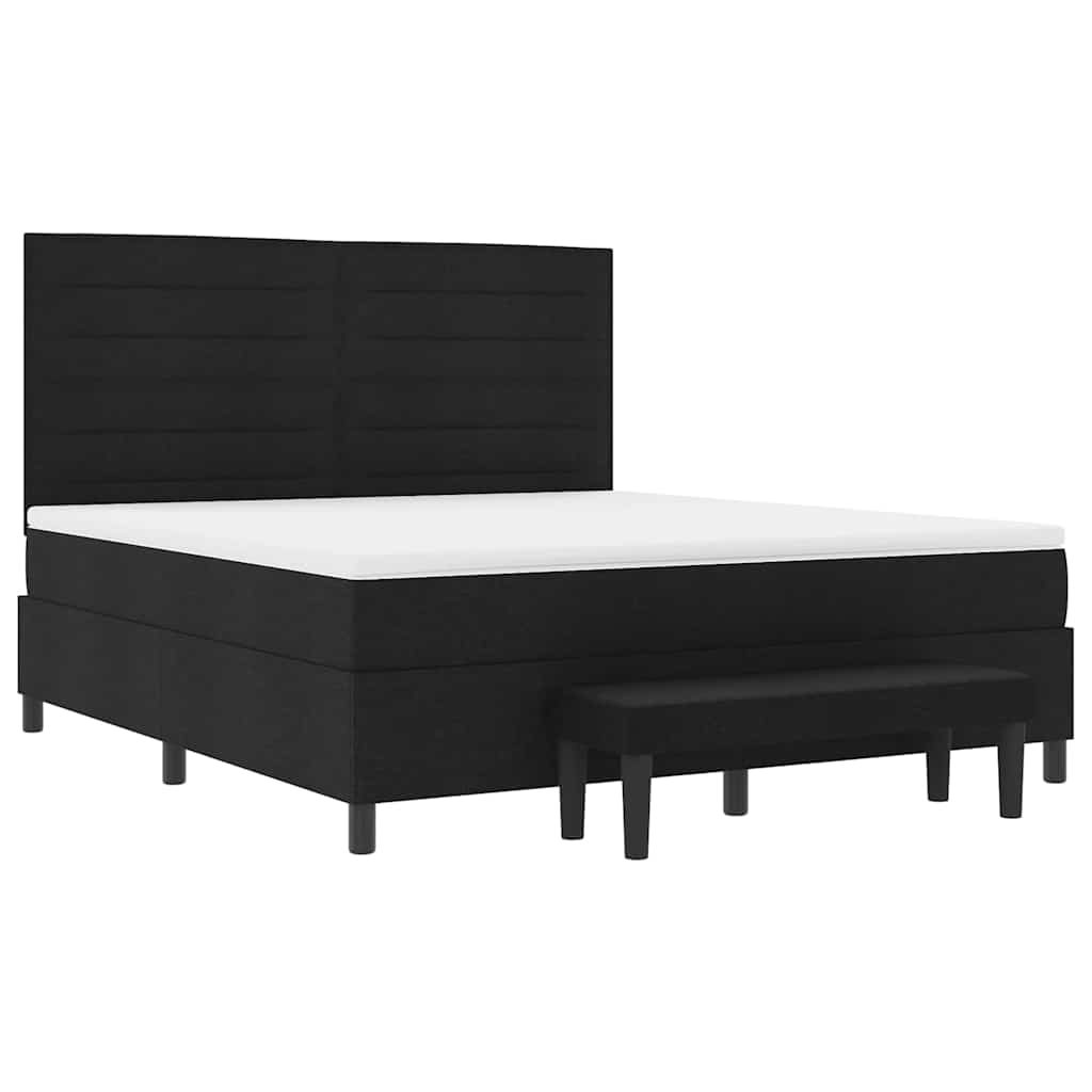 Postelja z vzmetnico z vzglavjem Črna 180 x 200 cm blago - slika 7