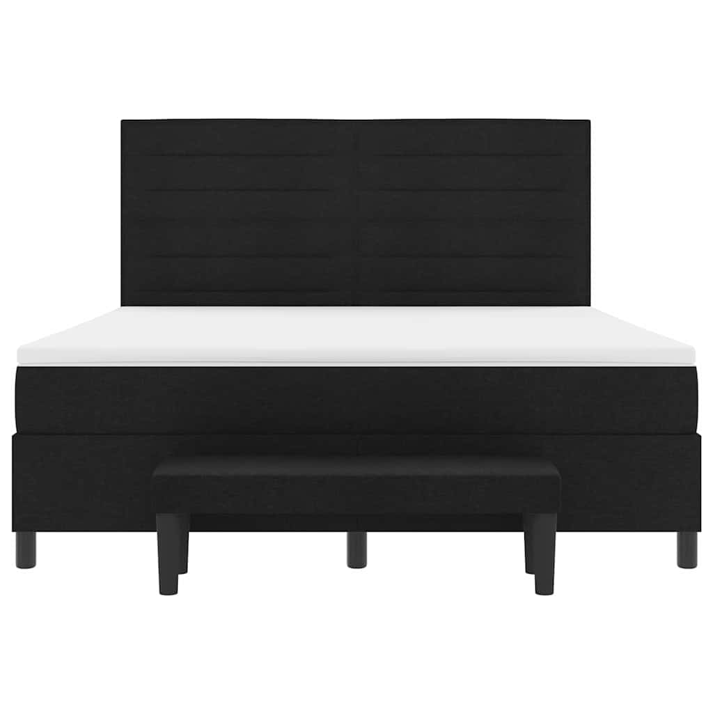 Postelja z vzmetnico z vzglavjem Črna 180 x 200 cm blago - slika 8