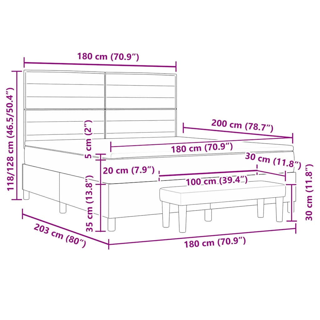Postelja z vzmetnico z vzglavjem Črna 180 x 200 cm blago - slika 13