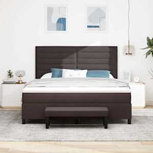 Postel s boxspringem s čelo Tmavě hnědá 180 x 200 cm textil - obrázek 3